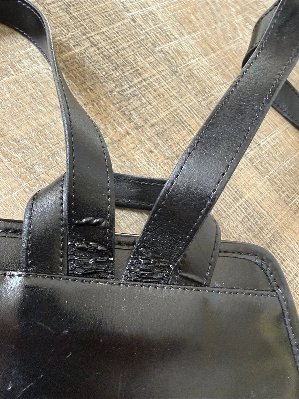 Vintage Longchamp Black Leather Single-Handle Sling Backpack